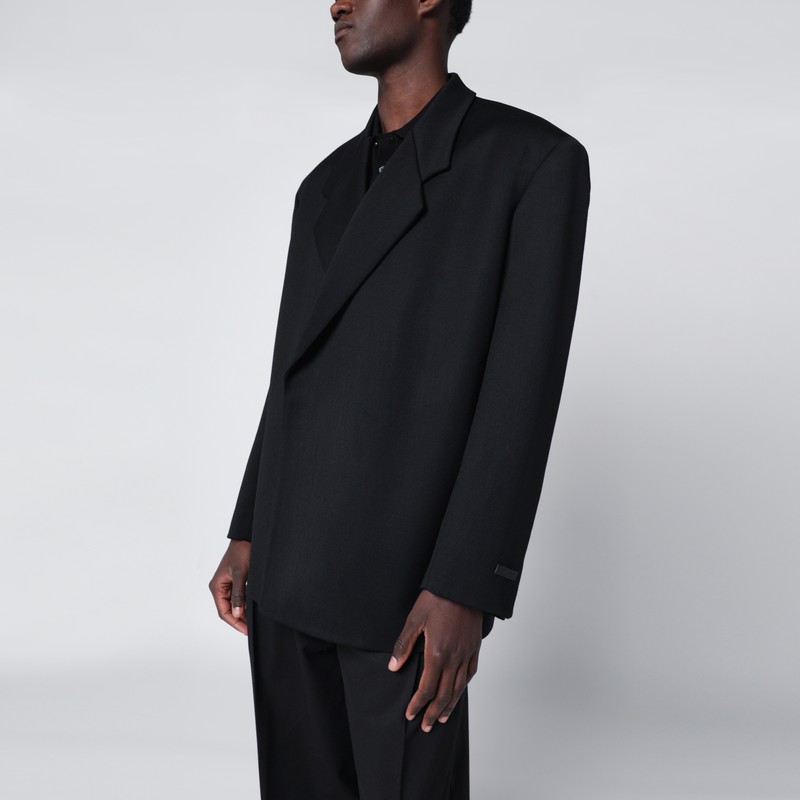 Black double-breasted jacket in virgin wool
