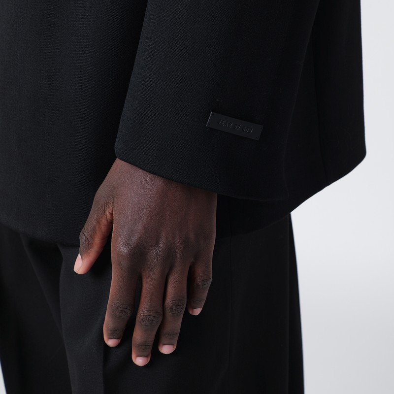 Fear Of God Black Double-breasted Jacket In Virgin Wool In Black