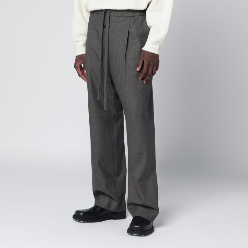 Grey wool pants with drawstring