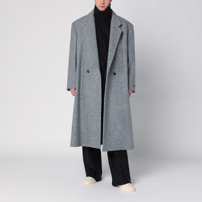 Fear Of God Grey Wool Double-breasted Coat In Grey