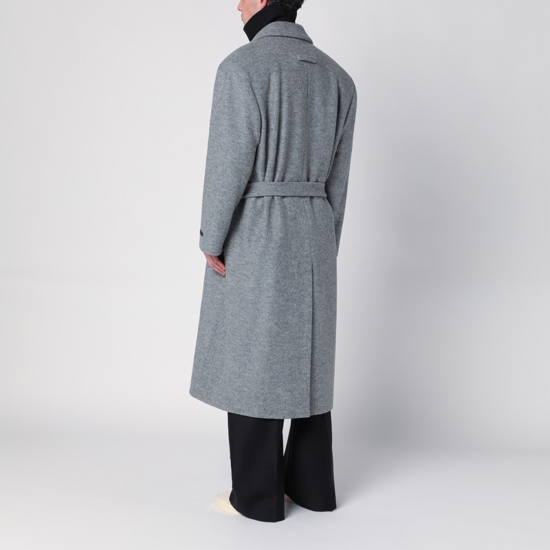 Fear Of God Grey Wool Double-breasted Coat In Grey