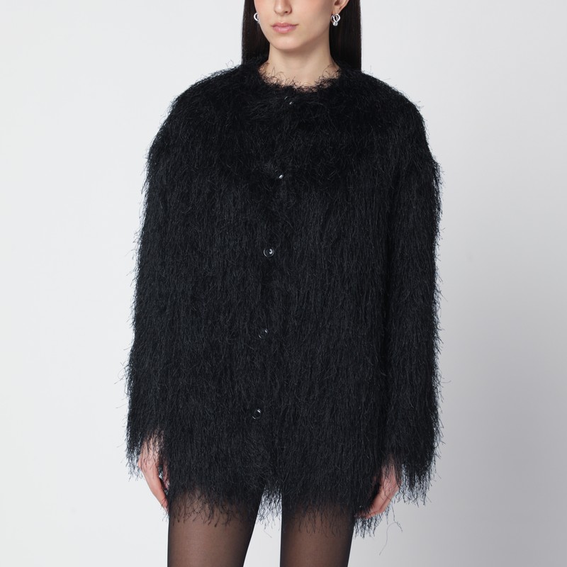 Black Filipo coat with fringes