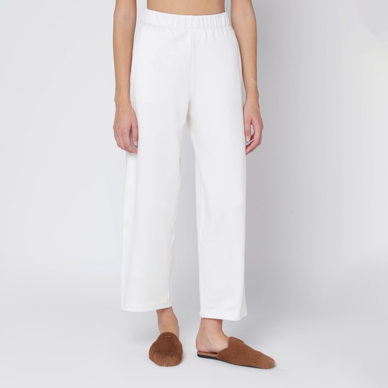 White silk blend trousers