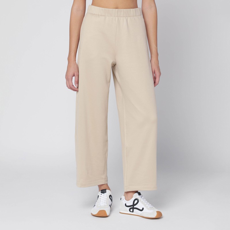 Beige silk blend trousers