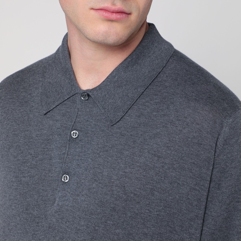 John Smedley Gray Finchley Polo In Cotton In Grey