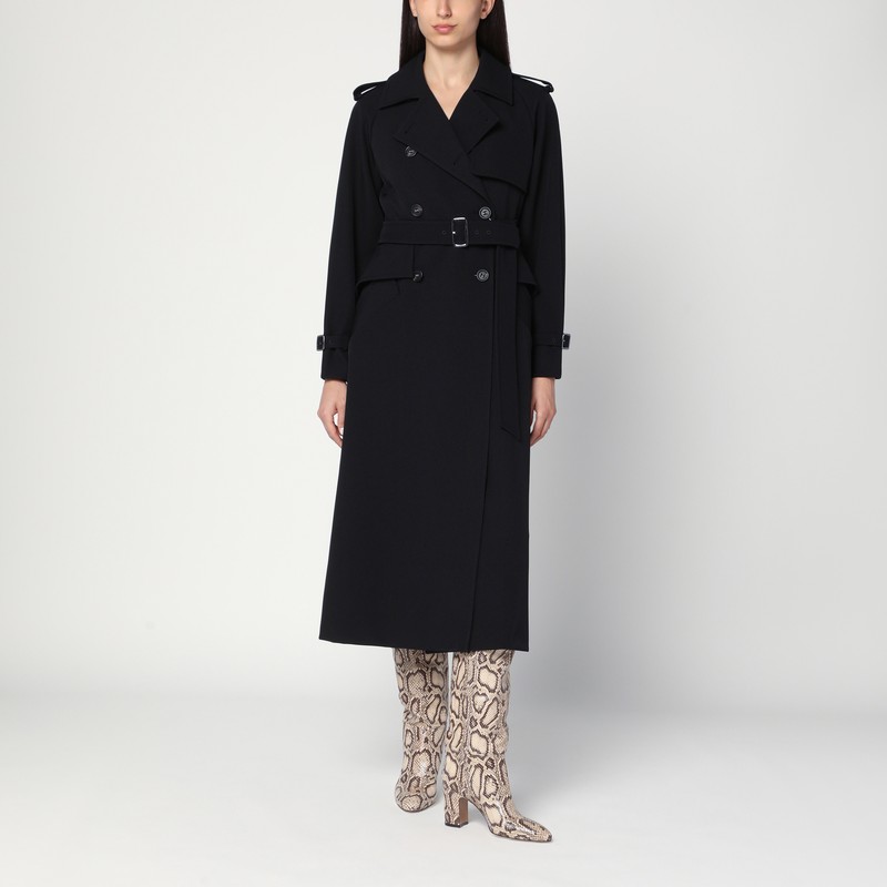 Black long trench in sable