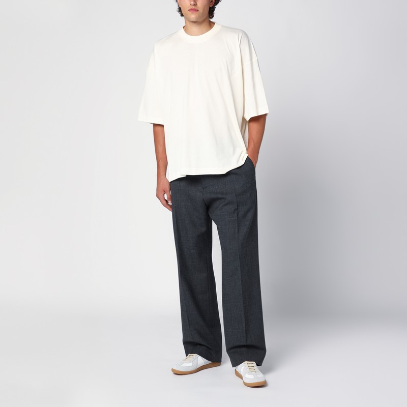 Studio Nicholson Grey Wool Wide Trousers In Brown