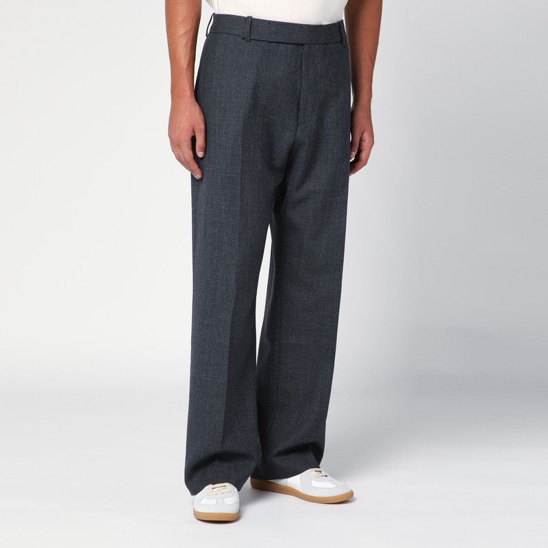Studio Nicholson Grey Wool Wide Trousers In Brown