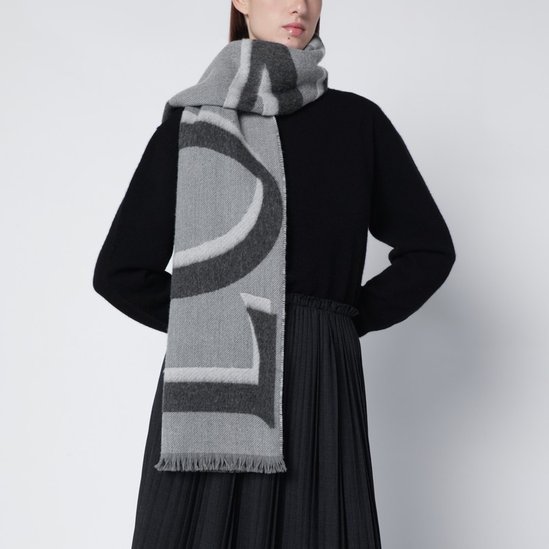 Loewe Gray Wool And Cashmere Scarf In Gray