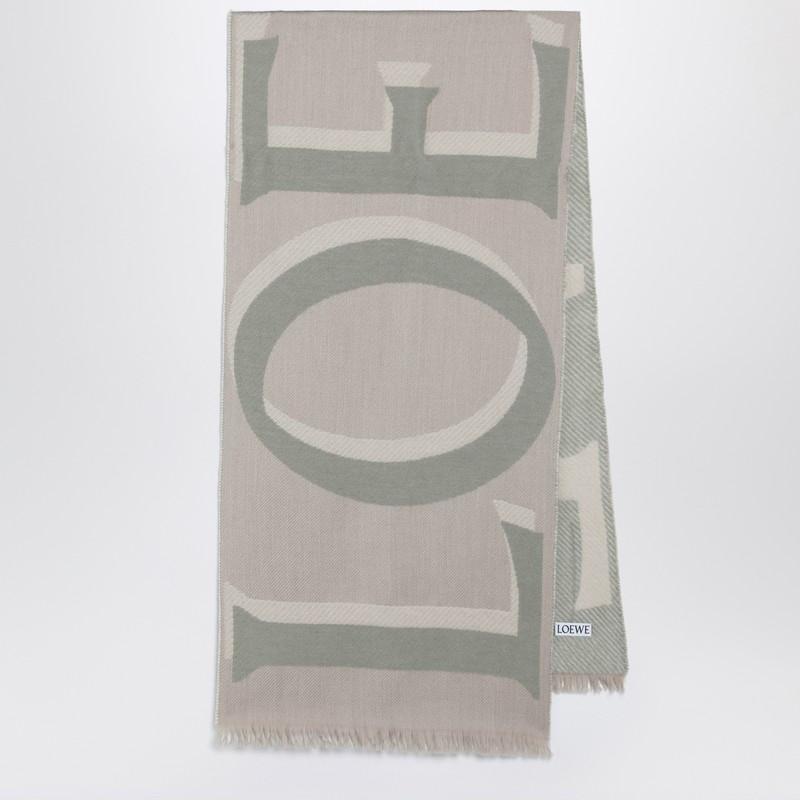 Beige wool and cashmere scarf