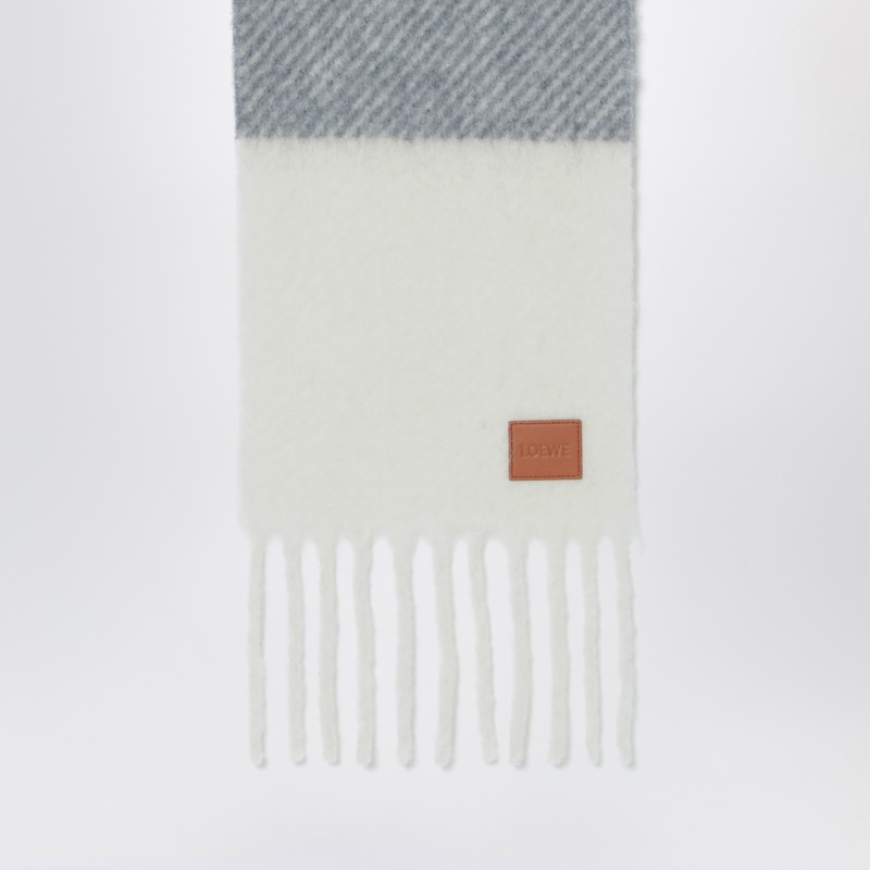 Loewe Checkered Wool And Alpaca Blend Scarf Women In Gray
