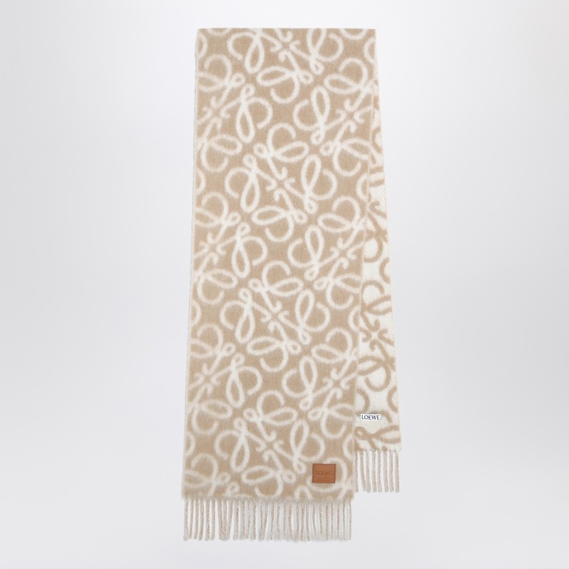 Loewe Beige/white Scarf In Alpaca And Wool Blend In Neutral