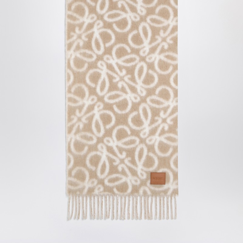 Loewe Beige/white Scarf In Alpaca And Wool Blend In Neutral