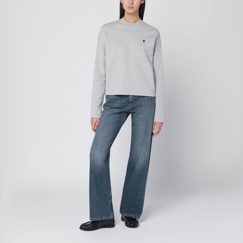 Ami Alexandre Mattiussi Grey Ami De Coeur Sweatshirt In Gray