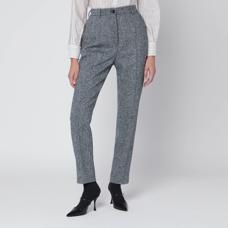 Wool-blend dotted trousers