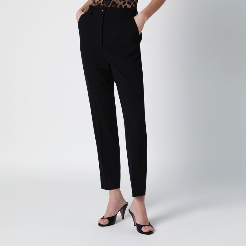 Black wool canvas trousers