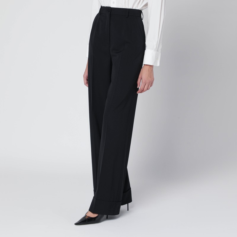 Dolce & Gabbana Black Wool-blend Trousers In Black