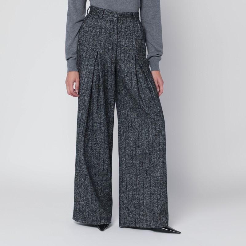 Wide dark grey striped trousers