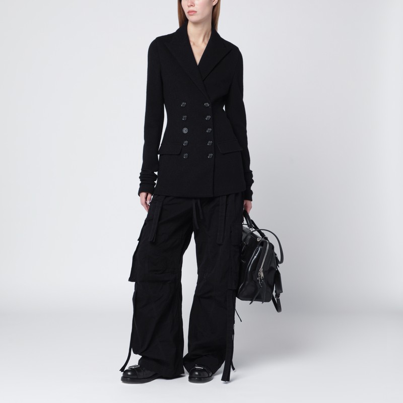 Dolce & Gabbana Black Waxed Faille Cargo Trousers In Black