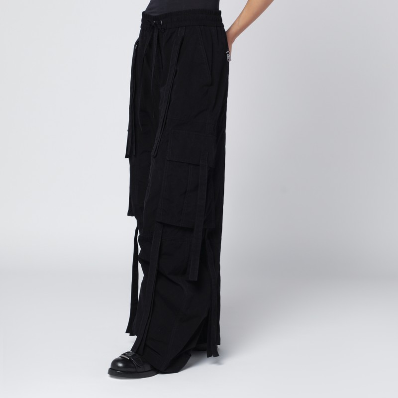 Dolce & Gabbana Black Waxed Faille Cargo Trousers In Black