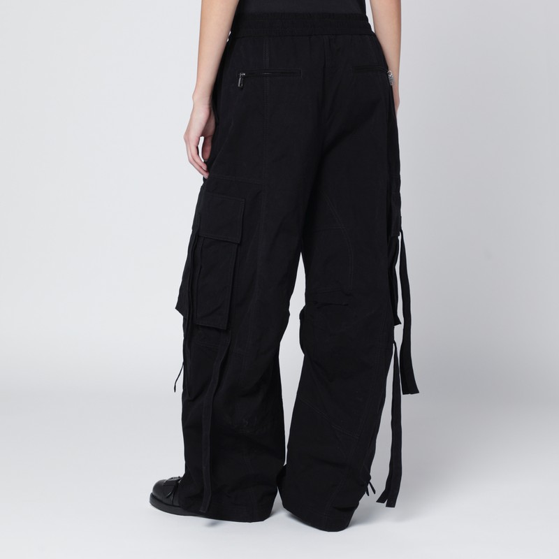 Dolce & Gabbana Black Waxed Faille Cargo Trousers In Black