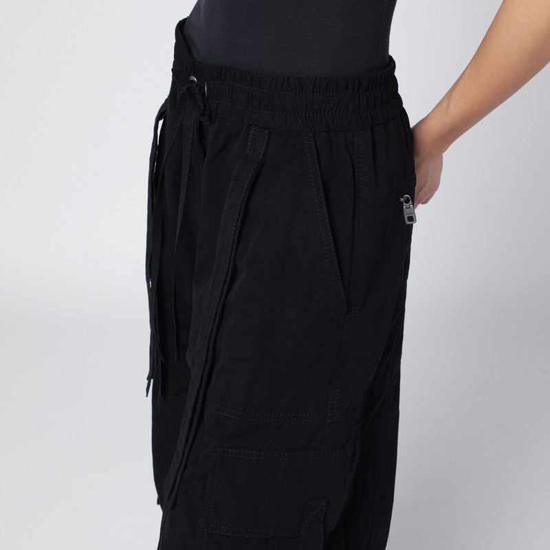 Dolce & Gabbana Black Waxed Faille Cargo Trousers In Black