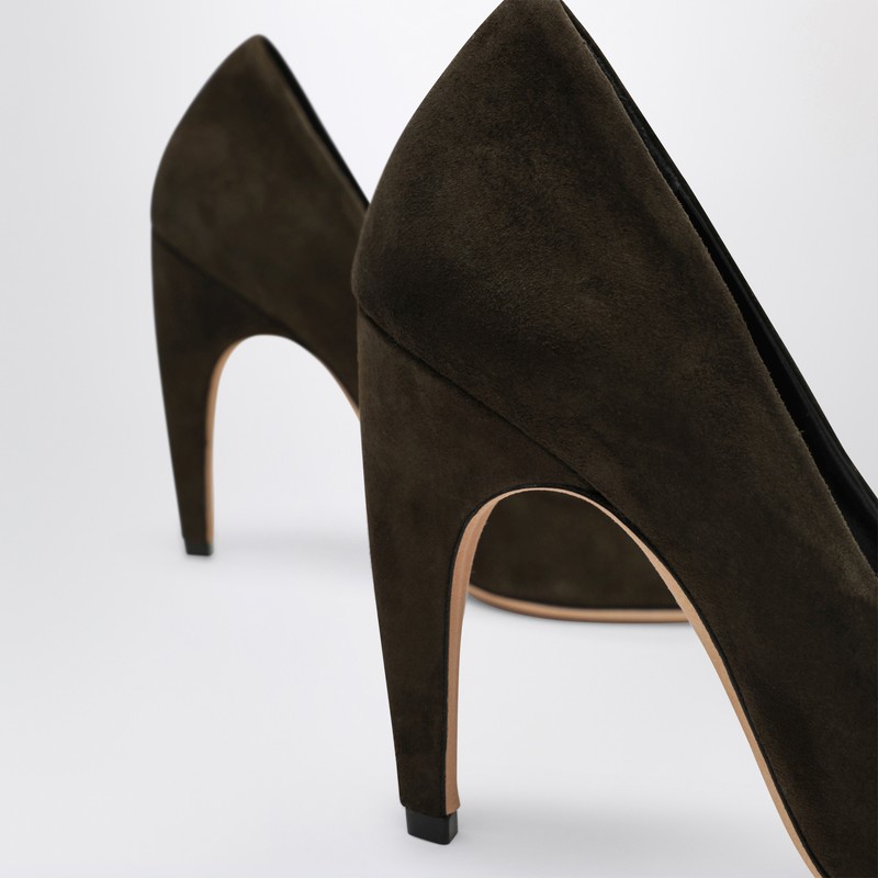 Jude Fame Pumps In Khaki Suede Leather In Black