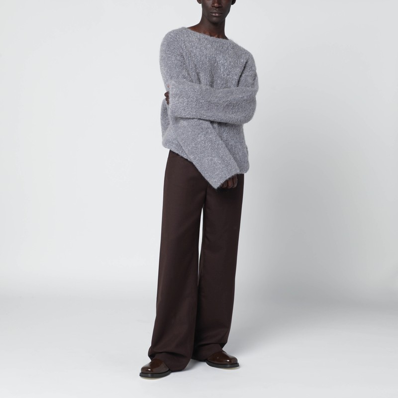 Séfr Boucle Yarn Long Sleeve Sweater In Gray