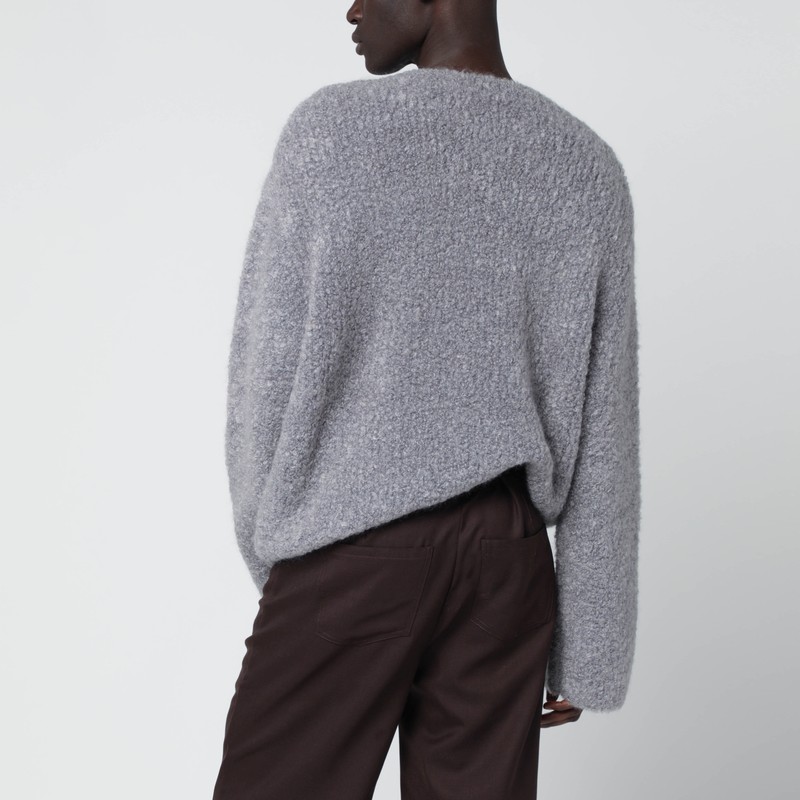 Séfr Boucle Yarn Long Sleeve Sweater In Gray