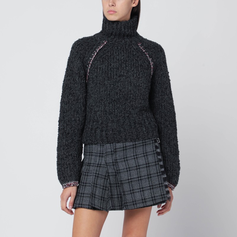 Grey turtleneck sweater in cashmere blend