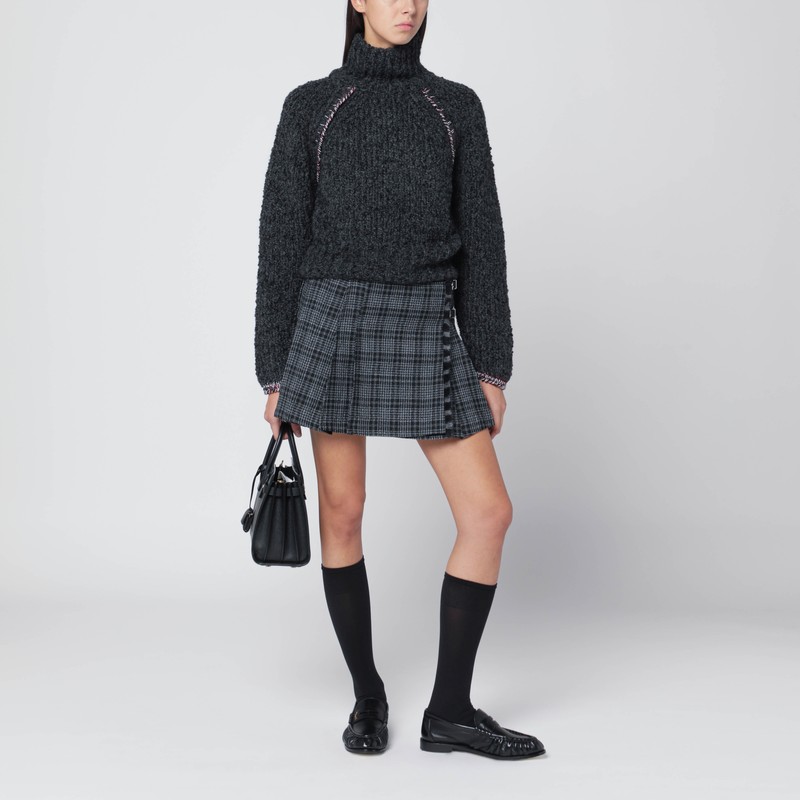 Durazzi Milano Grey Turtleneck Sweater In Cashmere Blend In Multi