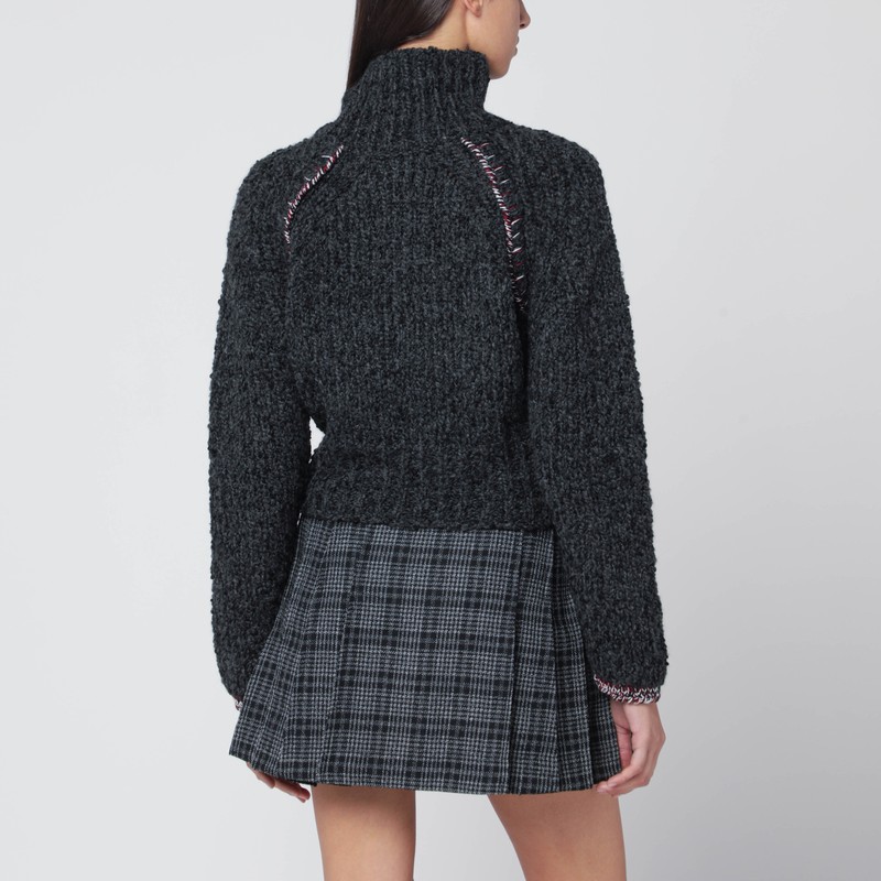 Durazzi Milano Grey Turtleneck Sweater In Cashmere Blend In Multi