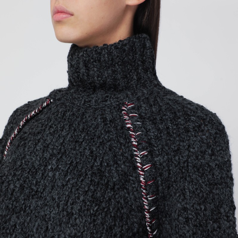 Durazzi Milano Grey Turtleneck Sweater In Cashmere Blend In Multi