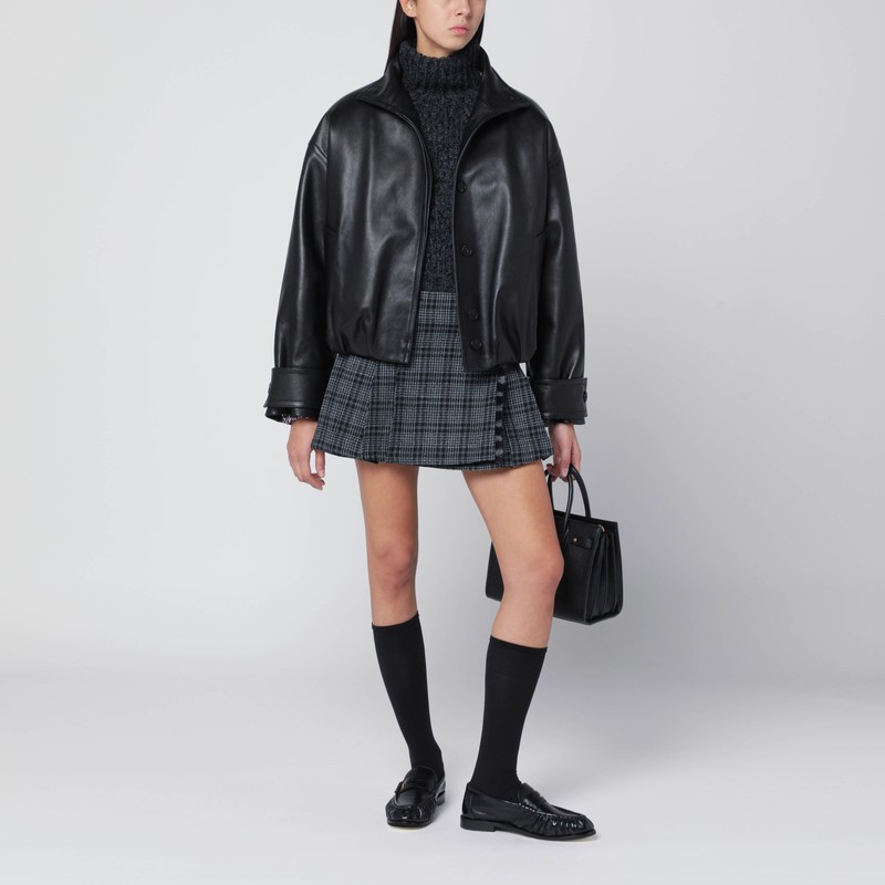 Durazzi Milano Leather Bomber Jacket In Black