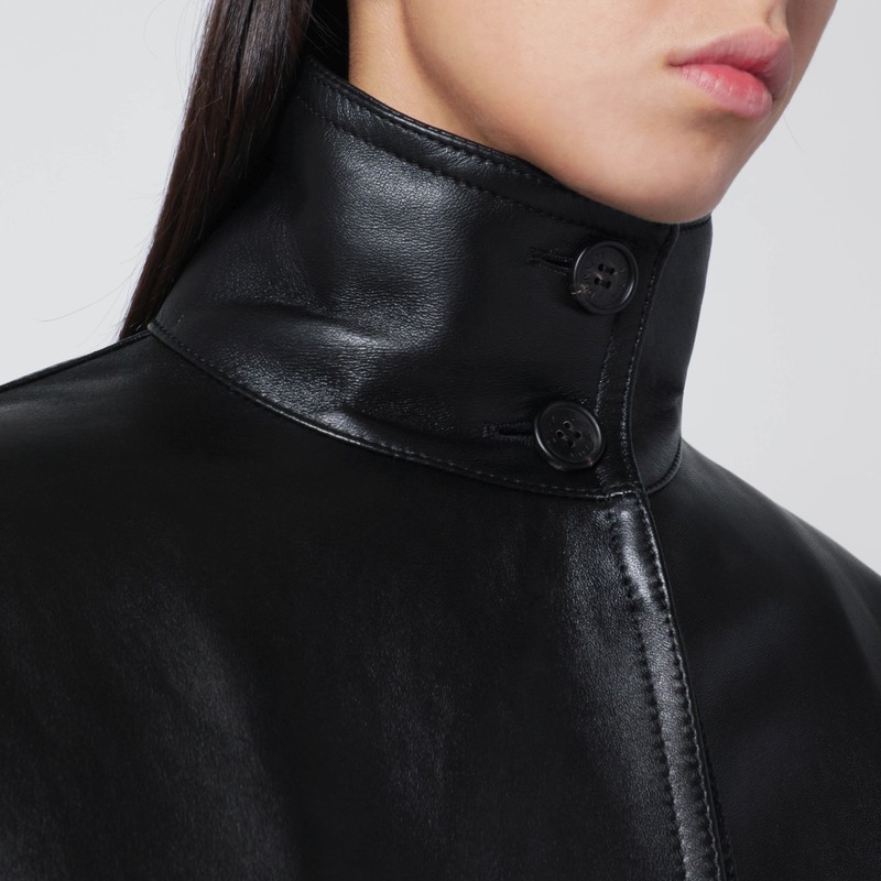 Durazzi Milano Leather Bomber Jacket In Black