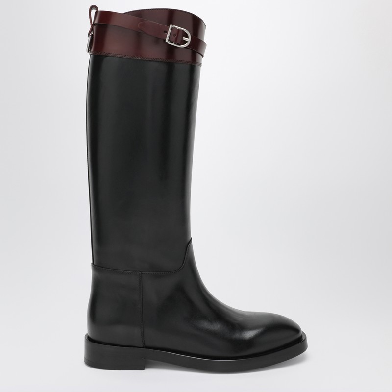 Black/burgundy two-tone boots