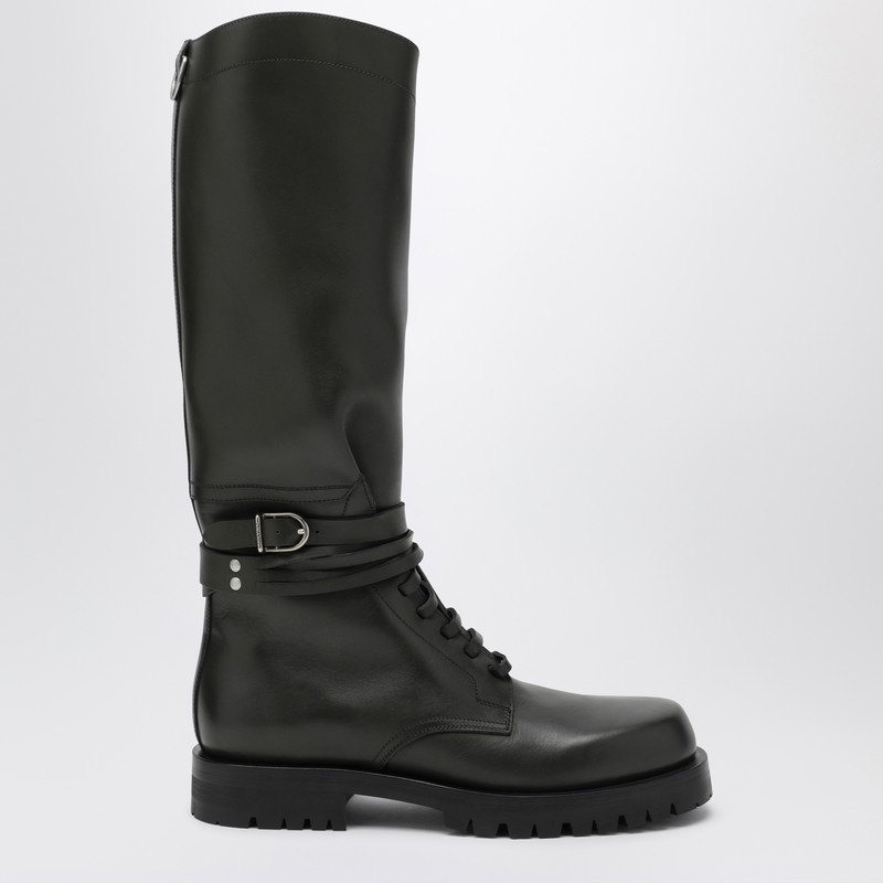 Durazzi Milano Dark Green High Combat Boots In Green