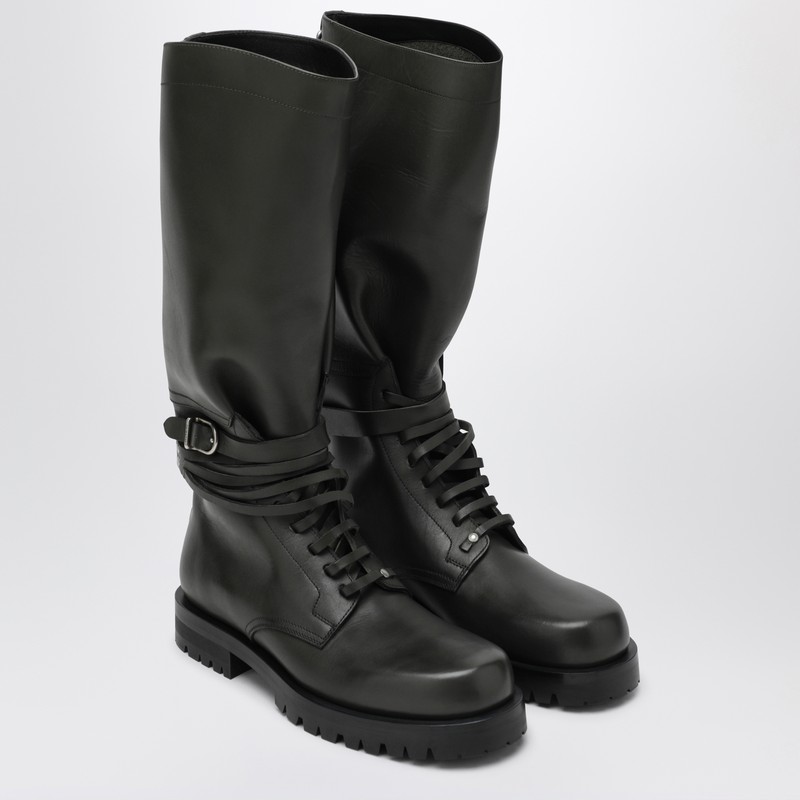 Durazzi Milano Dark Green High Combat Boots In Green