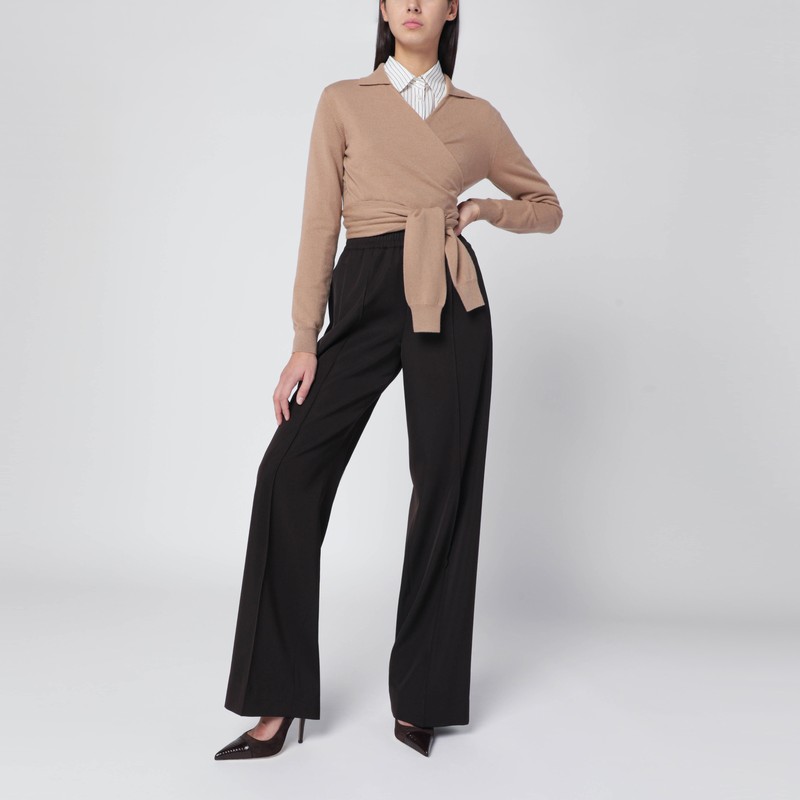 Dolce & Gabbana Cashmere Wrap Cardigan Tie Waist In Brown