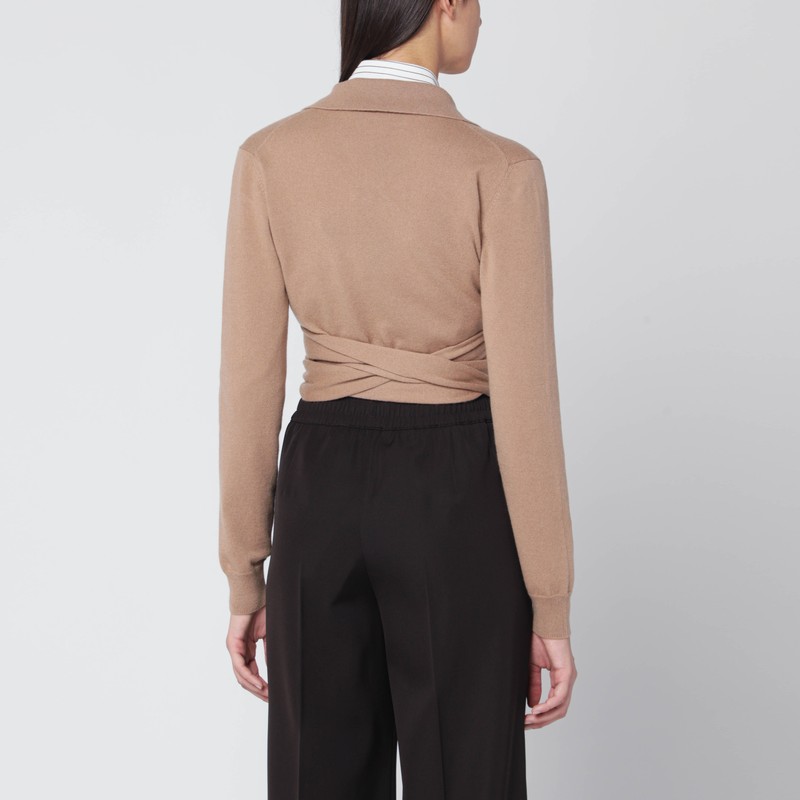 Dolce & Gabbana Cashmere Wrap Cardigan Tie Waist In Brown