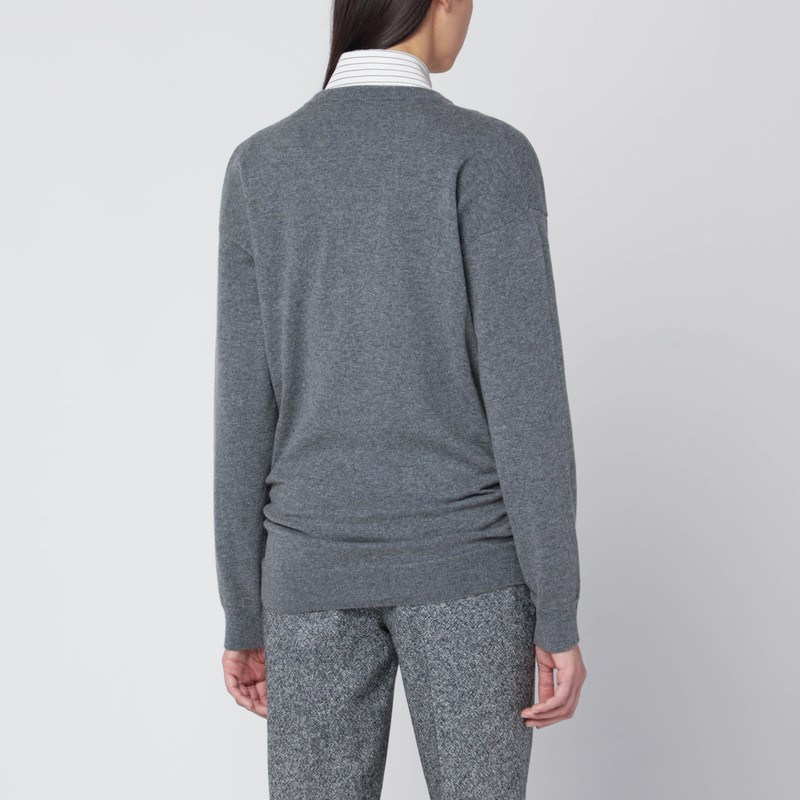 Dolce & Gabbana V-neck Knotted Cashmere Sweater Clothing In Gray