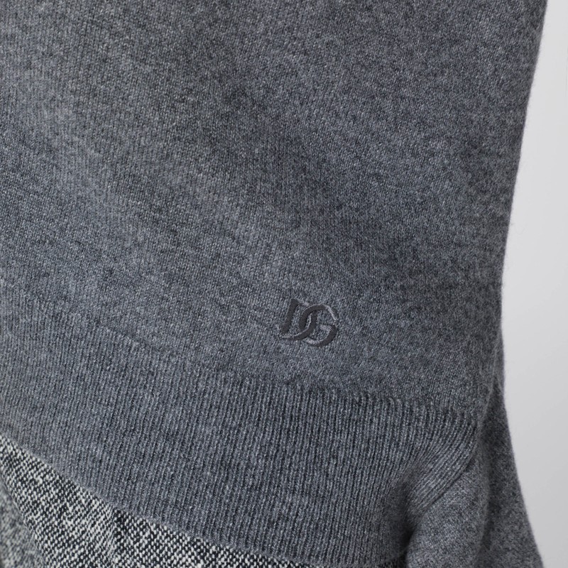 Dolce & Gabbana V-neck Knotted Cashmere Sweater Clothing In Gray