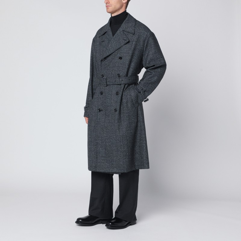 Grey wool double-breasted coat