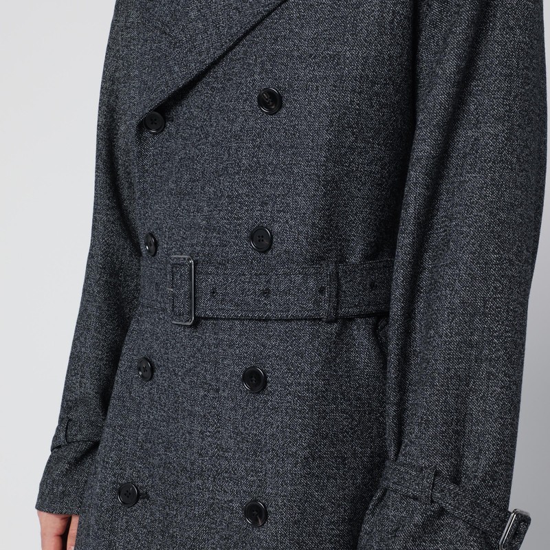 Dolce & Gabbana Grey Wool Double-breasted Coat In Multi