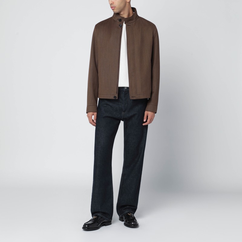 Zegna Brown Wool Jacket In Brown