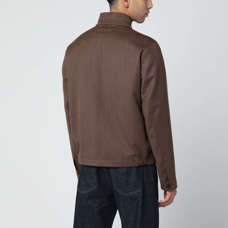 Zegna Brown Wool Jacket In Brown