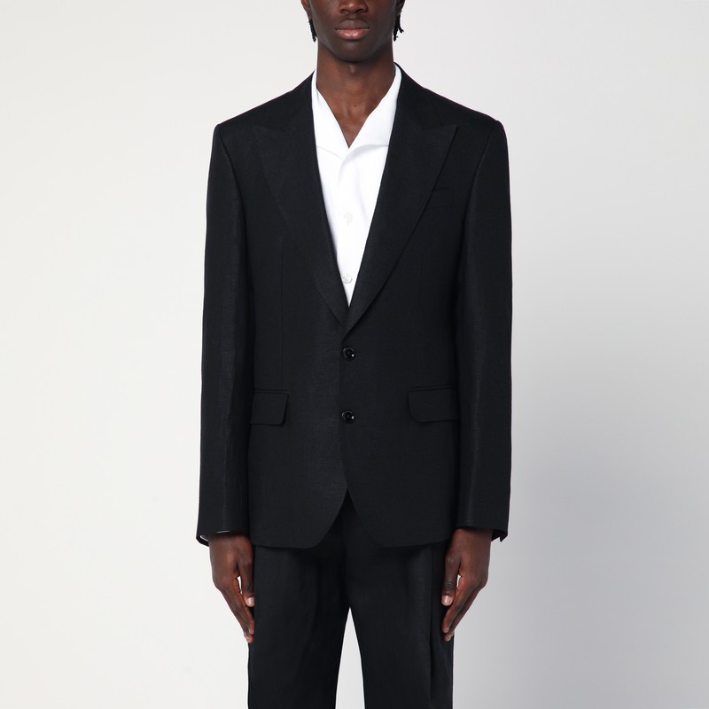 Black single-breasted linen jacket - Dolce&Gabbana - Modalova
