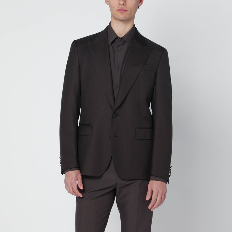 Brown single-breasted wool jacket