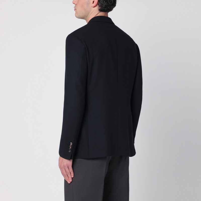 Santaniello Blue Wool Blend Single-breasted Jacket In Blue