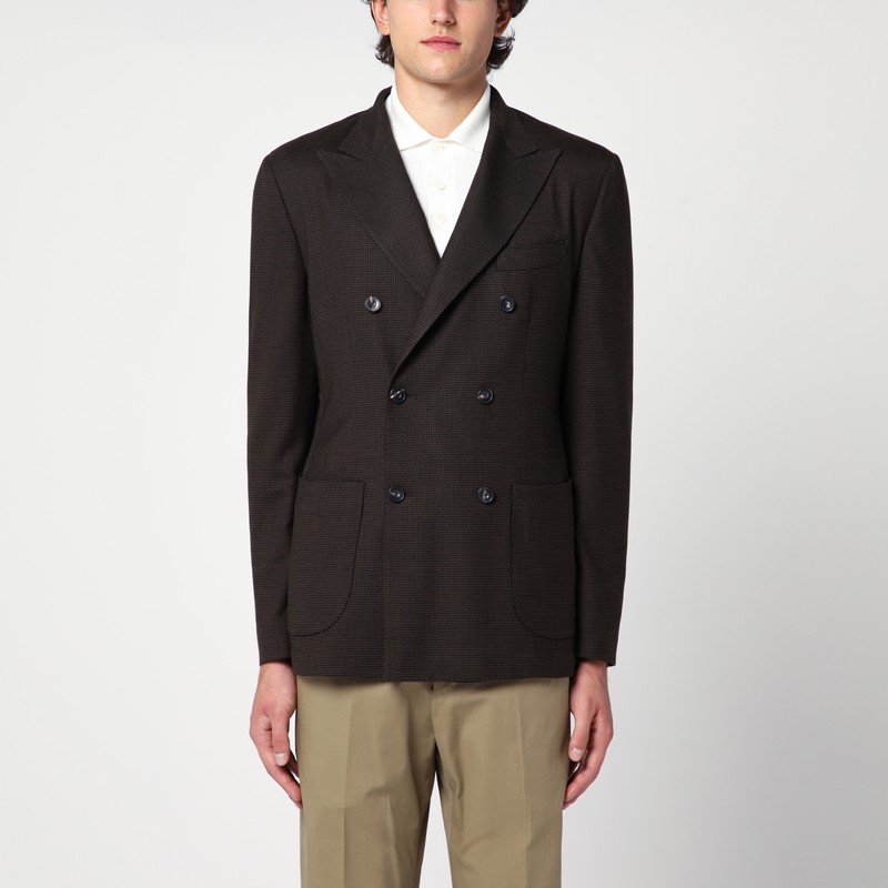 Santaniello Men's Checked Double Breasted Jacket In Brown